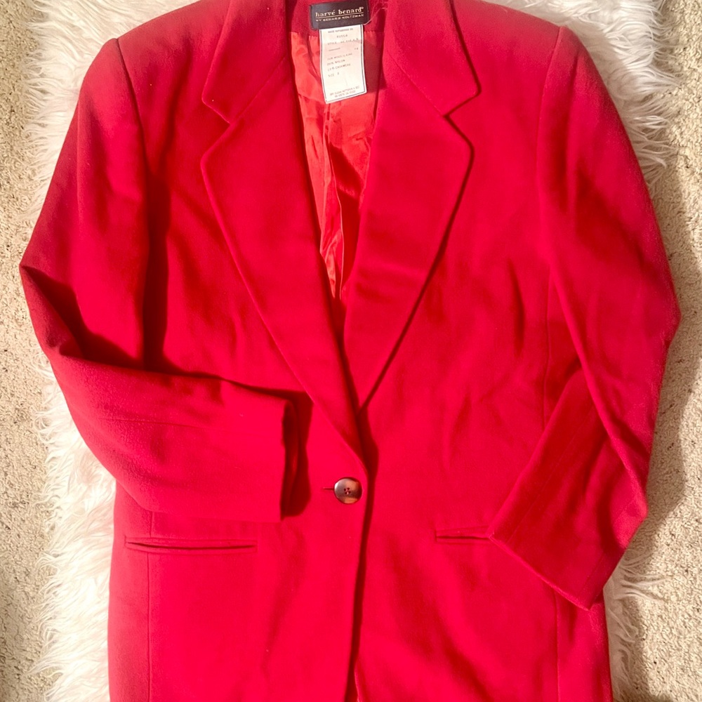 Harve Benard by Bernard Holtzman Red Cashmere/Wool Blazer! Sz 8! Vintage Chic!